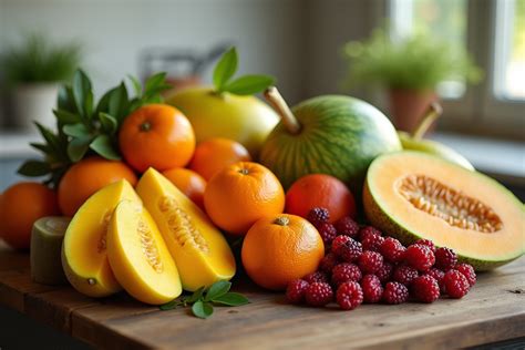 Assortiment de fruits nains sur une table