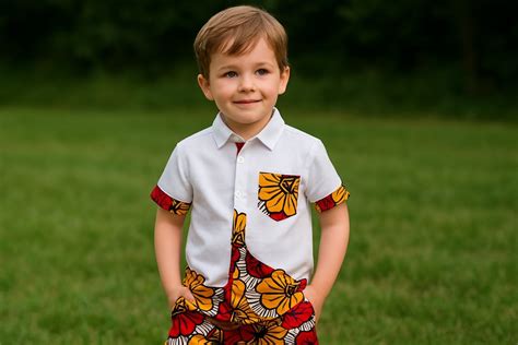 Couple et enfant vêtus de tenues tropicales colorées
