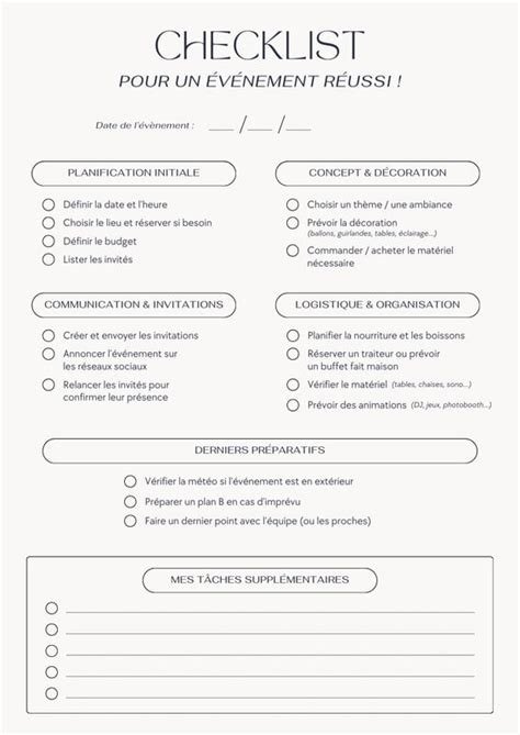 Checklist d'organisation d'événement avec des icônes tropicales