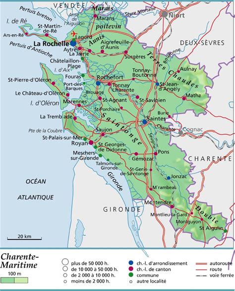 Carte de la Charente-Maritime avec des points d'intérêt