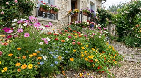 Un jardin fleuri grouillant d'abeilles et de papillons