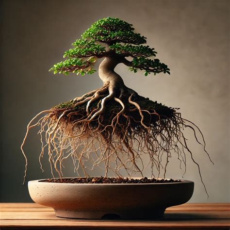 bonsai avec nebari mis en valeur