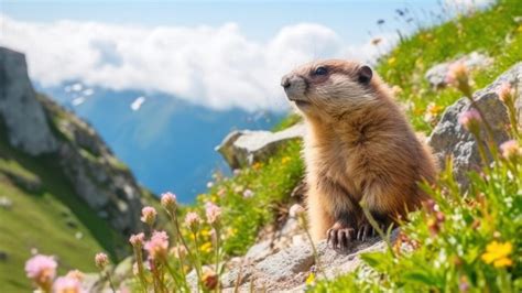 Marmotte sur un rocher en montagne