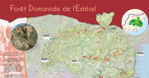Carte du Massif de l'Esterel avec les principaux sites d'escalade