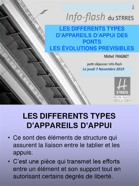 Diagramme explicatif des différents types d'appareils d'appui pour ponts courants