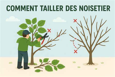 Schéma illustrant la structure d'un noisetier dans un jardin