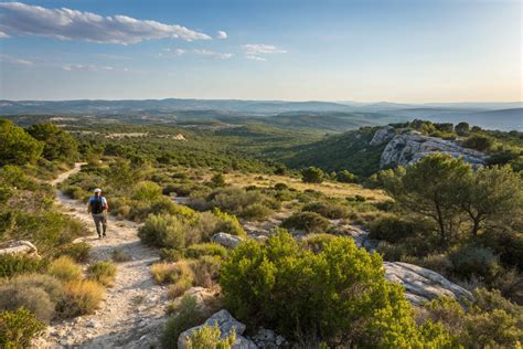 paysage typique de garrigue avec des pieds de thym en fleurs