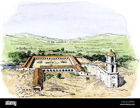 Représentation d'une cité coloniale espagnole typique du XVIe siècle