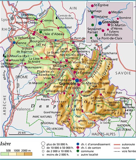 carte de l'Isère avec les zones agricoles