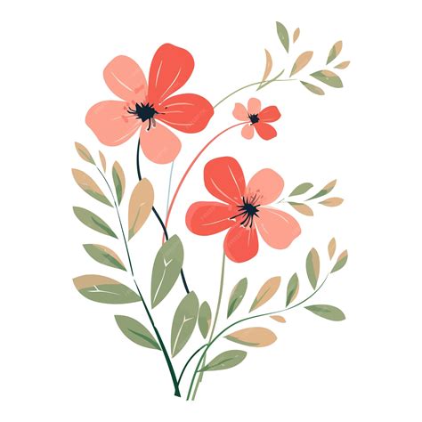 Illustration de diverses fleurs plumeaux rouges