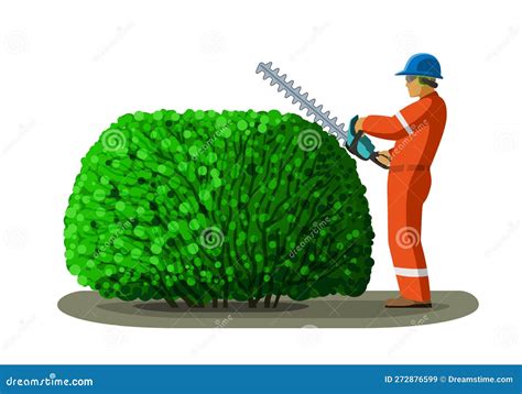 ouvrier jardinier taillant une haie