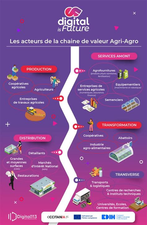 Infographie montrant la chaîne de valeur agro-alimentaire, des semences au consommateur