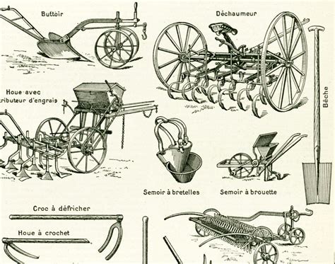 Outils agricoles anciens pour le sarclage