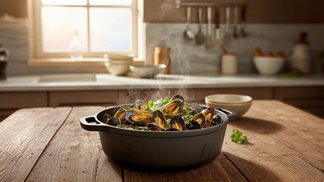 Moules marinières fumantes