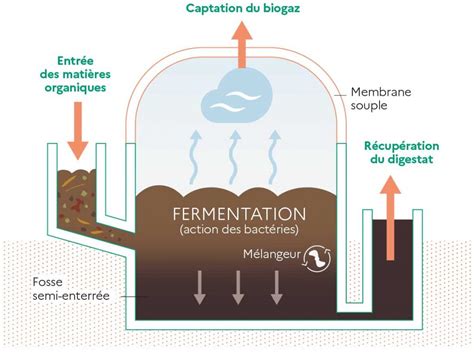 Schéma de fonctionnement d'un digesteur anaérobie