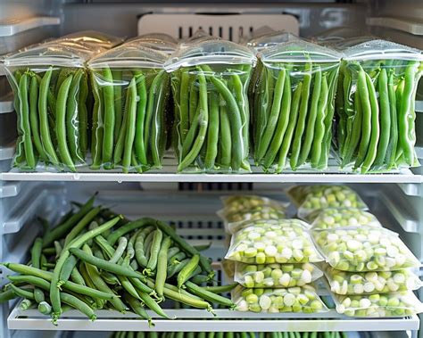 Processus de congélation des haricots verts