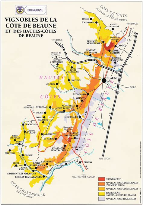 Vignoble typique de la Côte de Beaune à Auxey-Duresses