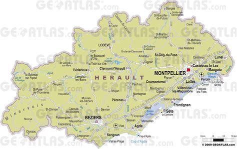 Carte de l'Hérault (34) et ses villes principales