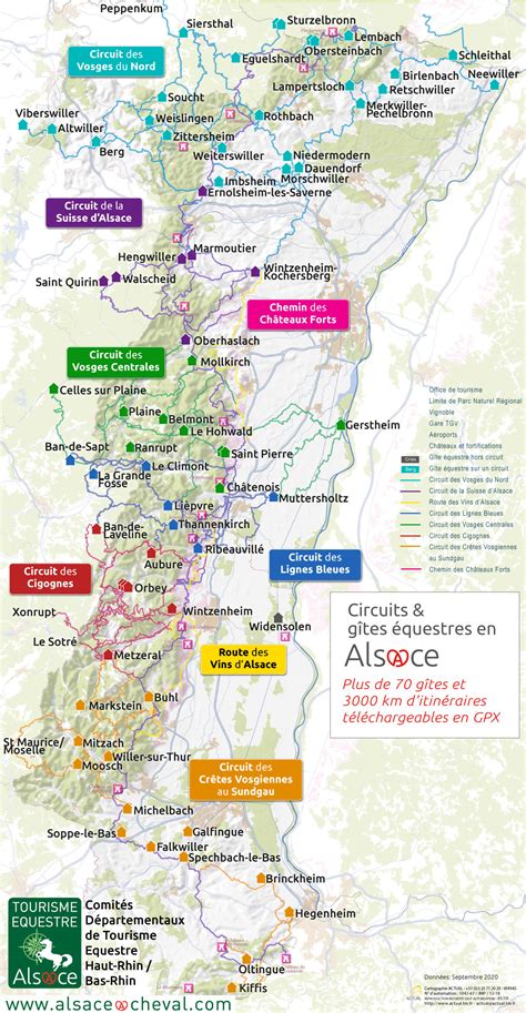 Carte des sites d'escalade en Alsace