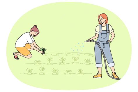 Illustration d'une personne arrosant des jeunes pousses dans une serre, symbolisant le maraîchage biologique.