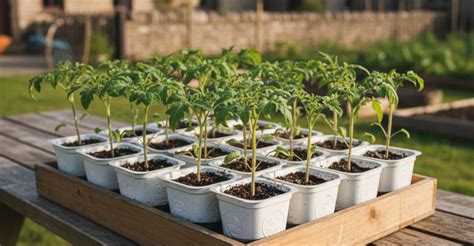Jeunes thuyas repiqués en pots, prêts pour la pleine terre