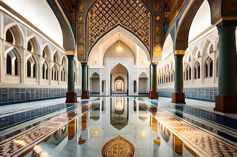 l'intérieur d'une mosquée, avec des fidèles