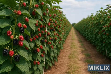 Vignoble et champs de fruits rouges en pleine floraison