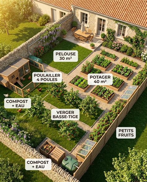 Schéma illustrant la disposition d'un enclos sous verger avec zones d'ombre, abreuvoirs et protections individuelles pour les troncs