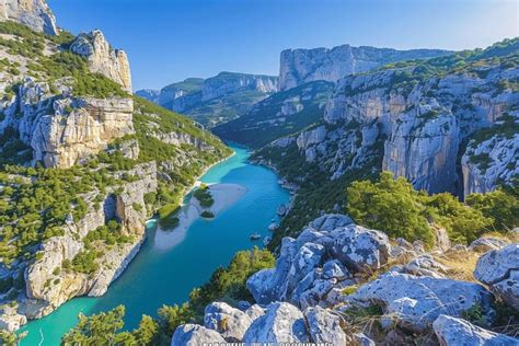 Carte des secteurs principaux d'escalade dans le canyon du Verdon
