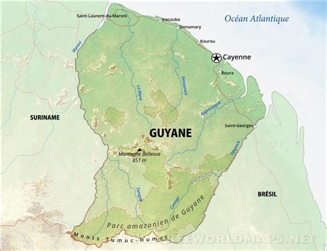Carte géographique de la Guyane mettant en avant sa biodiversité unique et ses zones agricoles
