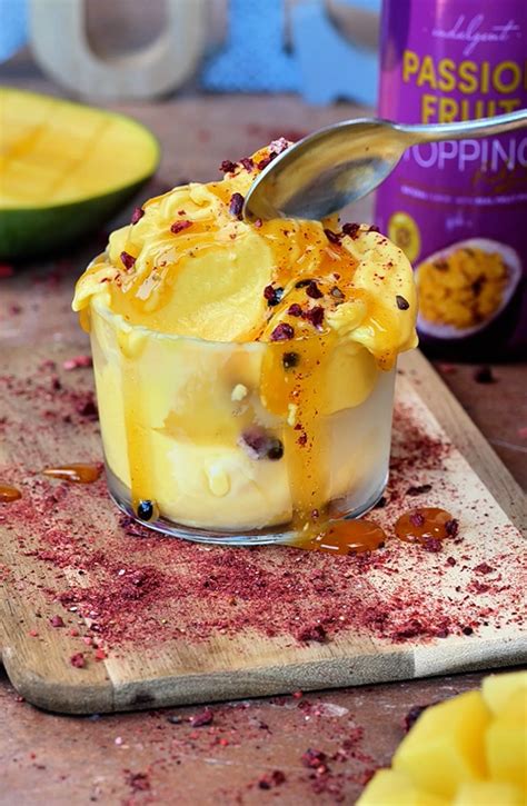 Crème et infusion à la mangue et à l'hibiscus