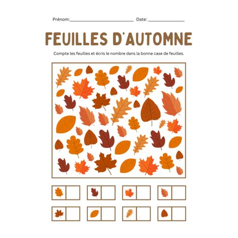 Activités de dénombrement de feuilles d'automne