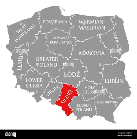 Carte de la Pologne, mettant en évidence la Haute Silésie