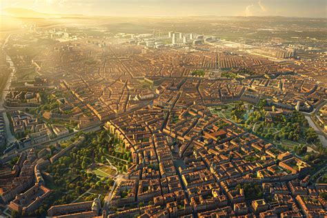 Vue panoramique de Saint-Étienne avec ses bâtiments industriels et espaces verts
