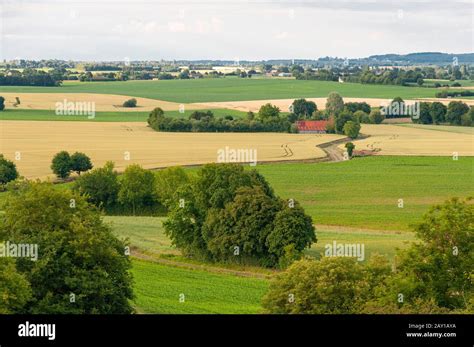 paysage rural de la Sarthe avec des champs cultivés et des fermes