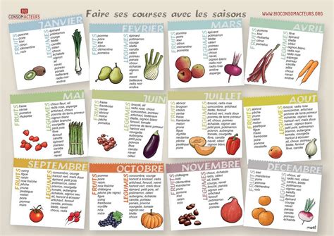 Calendrier visuel des fruits et légumes de saison