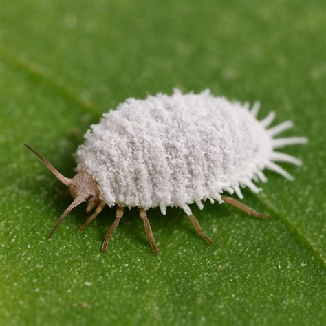 Gros plan de cochenilles farineuses sur feuille