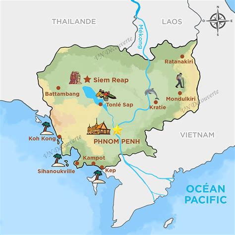 Carte des principales zones de culture de longane au Cambodge