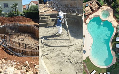 Schéma technique illustrant la préparation des couches de support pour une piscine en béton avant la pose de la mosaïque