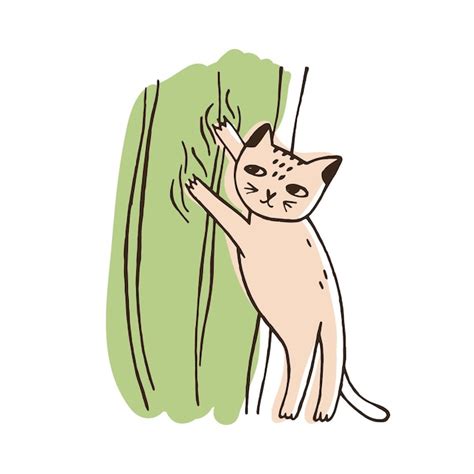 Illustration montrant un chat grimpant aux rideaux, symbolisant l'agitation intense