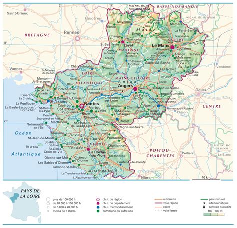 Carte de la région Pays de la Loire avec Nantes et Longue Jumelles mises en évidence