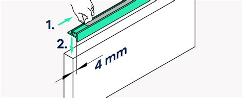 Schéma technique illustrant la pose d'une baguette de finition avec colle polyuréthane