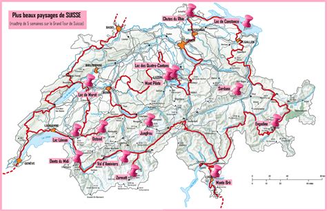 Carte des chemins de randonnée en Suisse