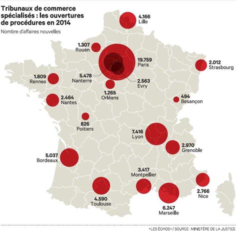Carte des tribunaux des activités économiques