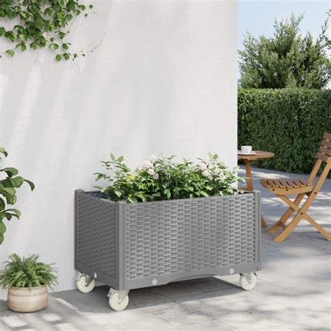 Schéma de montage d'une jardinière sur roulettes