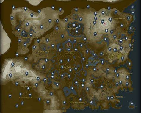 Carte de la Terre du Matin Radieux avec les emplacements des boss du Sanctuaire Noir