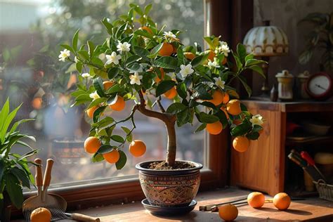 Oranger en pot sous un voile d'hivernage dans un jardin
