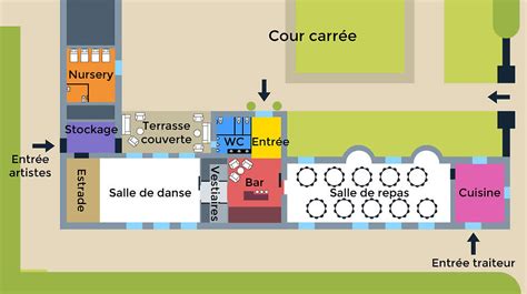 Plan des espaces de réception du Mas des Géraniums