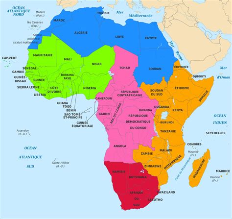 Carte montrant la distribution du genre Ficus en Afrique