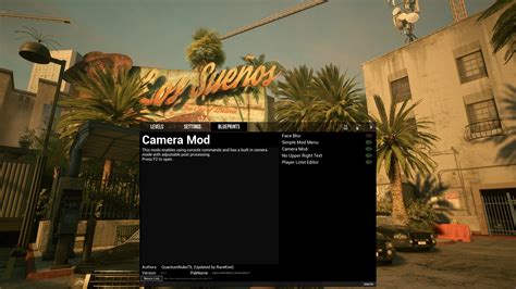 Interface de configuration du mod de sciure dans le menu du jeu